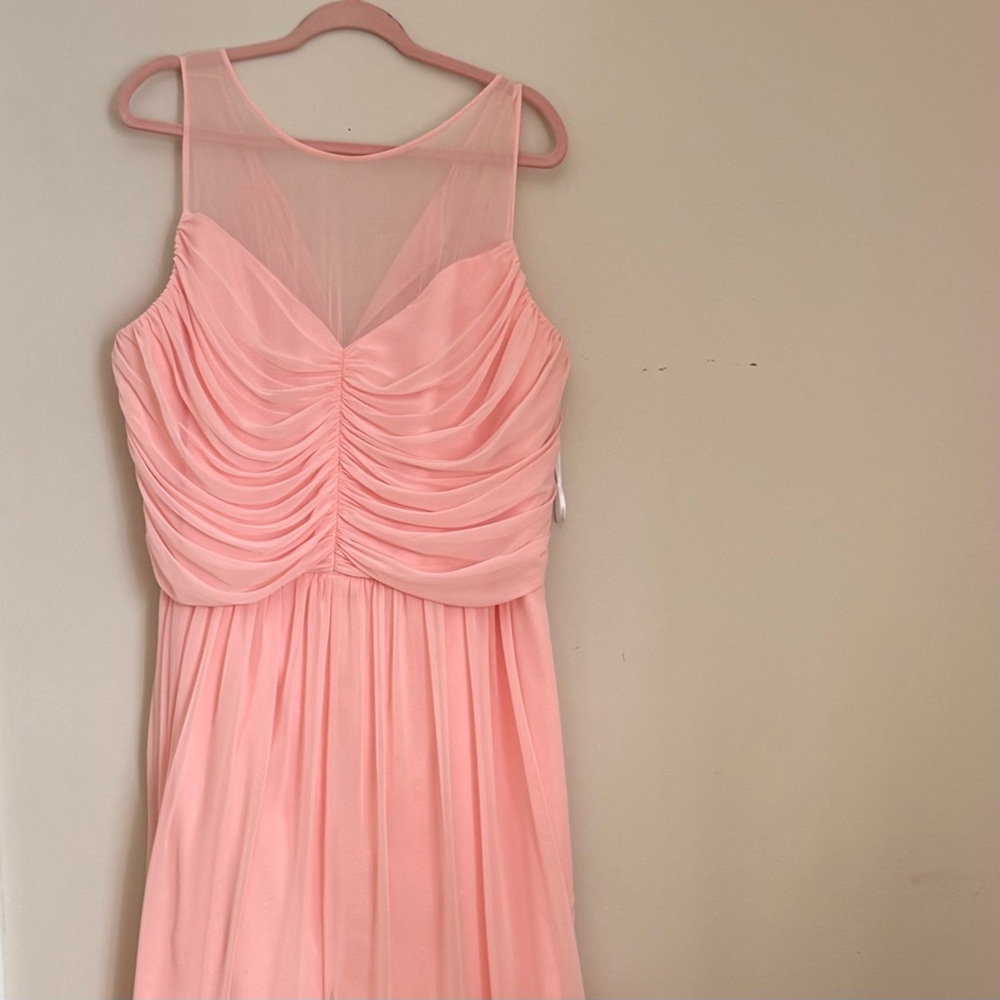 Dessy Collection 24W Long Bridesmaid Dress Peaches & Cream Chiffon